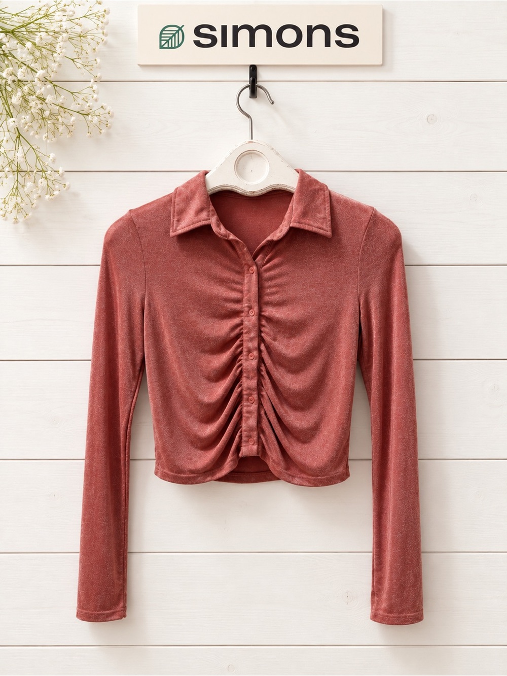 TWIK by SIMONS Pink Ruched Crop Top Size S